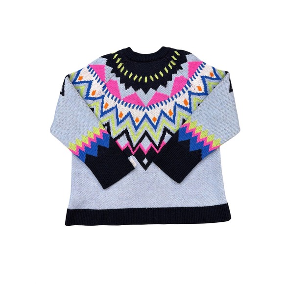 Kate Spade Blue Fair Isle Wool Alpaca Blend Crew Neck Sweater Size M - Picture 4 of 6